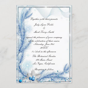 Blue Pine Winter Christmas Wedding Invitation