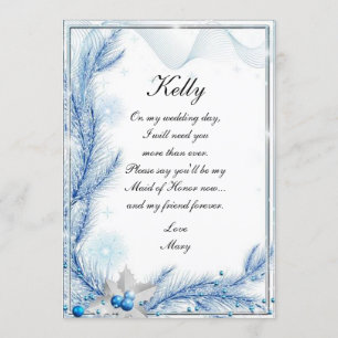Blue Pine Winter Christmas Wedding Maid Of Honour Invitation