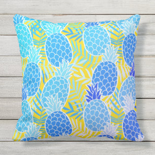 Blue Pineapples Outdoor Pillow