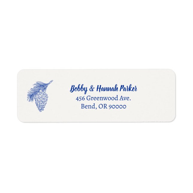 Blue Pinecone Return Address Label (Front)