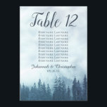 Blue Pines Wedding Seating Chart Table Number Card<br><div class="desc">These beautiful wedding table number cards include a seating chart or a list of ten names making it even easier for your guests to find their tables. The rustic yet elegant design features a backdrop of blue mountain pine trees shrouded in mist or fog. These cards are larger than standard...</div>