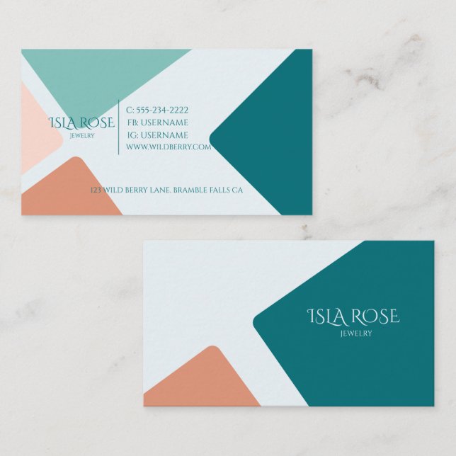 Blue & Pink Abstract  Business Card (Front/Back)