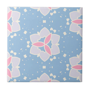 Blue & Pink Abstract Heart Pattern Tile