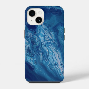 Blue Pink Acrylic Pouring Abstract Fluid Art iPhone 14 Case