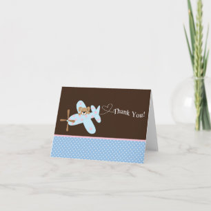 Blue & Pink Airplane Baby Shower Thank You Card