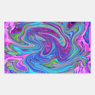 Blue, Pink and Purple Groovy Abstract Retro Art Sticker