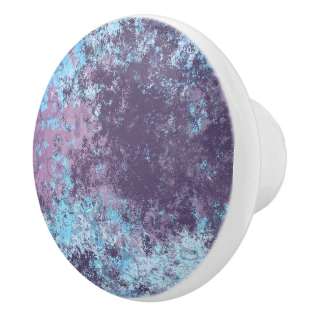 Blue, Pink and Purple Marble Abstract Ceramic Knob (Right)