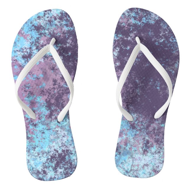 Blue, Pink and Purple Marble Abstract Flip Flops (Footbed)