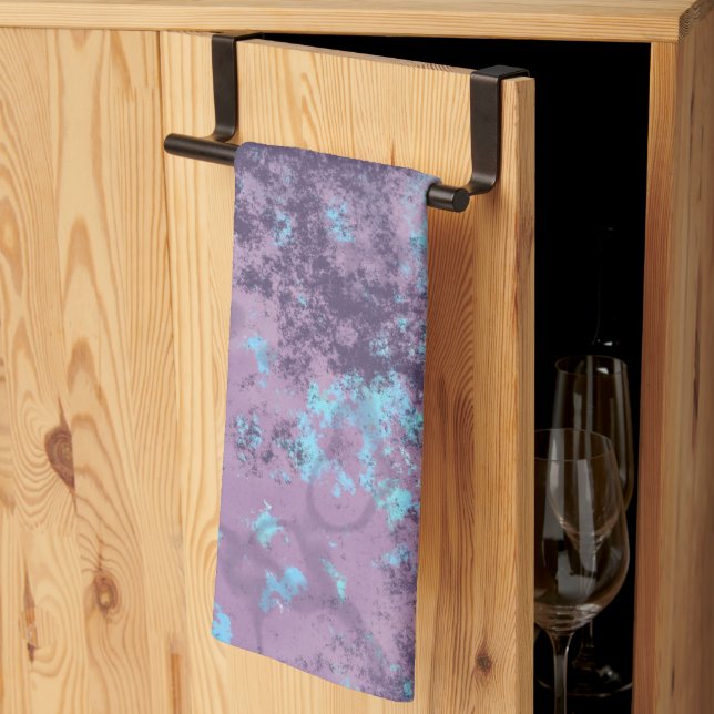 Blue, Pink and Purple Marble Abstract Kitchen Towel (Thirds Fold)