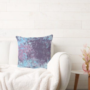 Blue, Pink and Purple Marble Abstract Throw Pillow