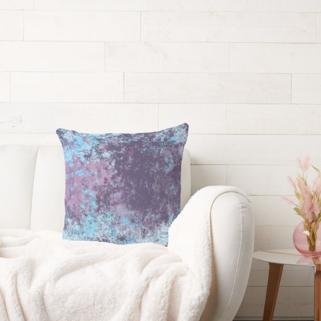 Blue, Pink and Purple Marble Abstract Throw Pillow (Couch)
