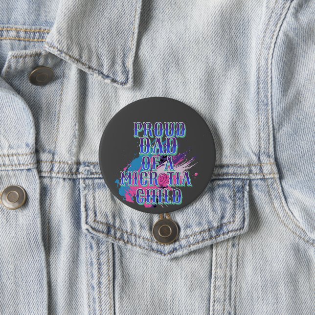 Blue Pink and Purple Microtia Day  3 Inch Round Button (In Situ)