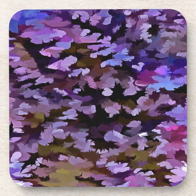 Blue, Pink and Sienna Camouflage Pattern Coaster (Front)