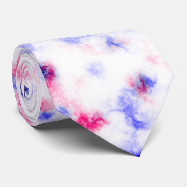 Blue Pink and White Marble Pattern Tie (Rolled)