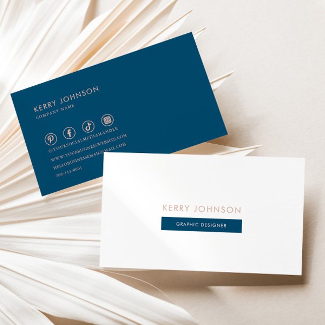 Blue Pink and White Minimalist Graphic Designer Business Card (Creator Uploaded)