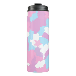 Blue Pink and White Pastel Camo Abstract Thermal Tumbler