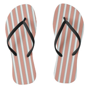 Blue, pink and white stripes pattern flip flops
