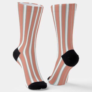 Blue, pink and white stripes pattern socks