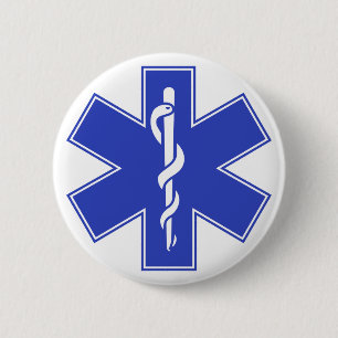 Blue Pink Aqua Baby Hot Nurse EMS Star of Life 2 Inch Round Button