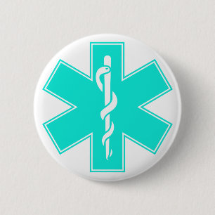 Blue Pink Aqua Baby Hot Nurse EMS Star of Life 2 Inch Round Button