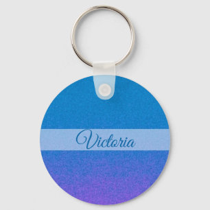 Blue Pink Artsy Personalized Name Keychain