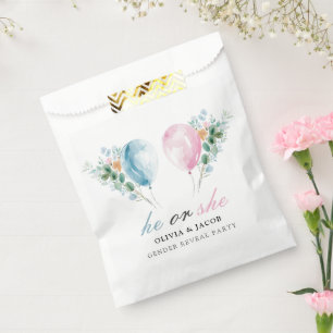 Blue Pink Balloons Gender Reveal Party Favour Bag