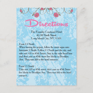 Blue & Pink Birdcage Floral Wedding Direction Card