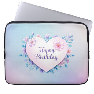 Blue Pink birthday luxurious elegant extravagant  Laptop Sleeve