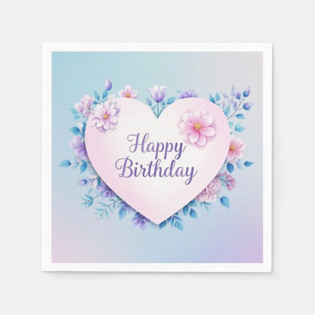 Blue Pink birthday luxurious elegant extravagant  Napkin (Front)