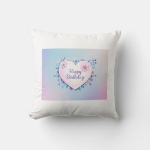 Blue Pink birthday luxurious elegant extravagant  Throw Pillow