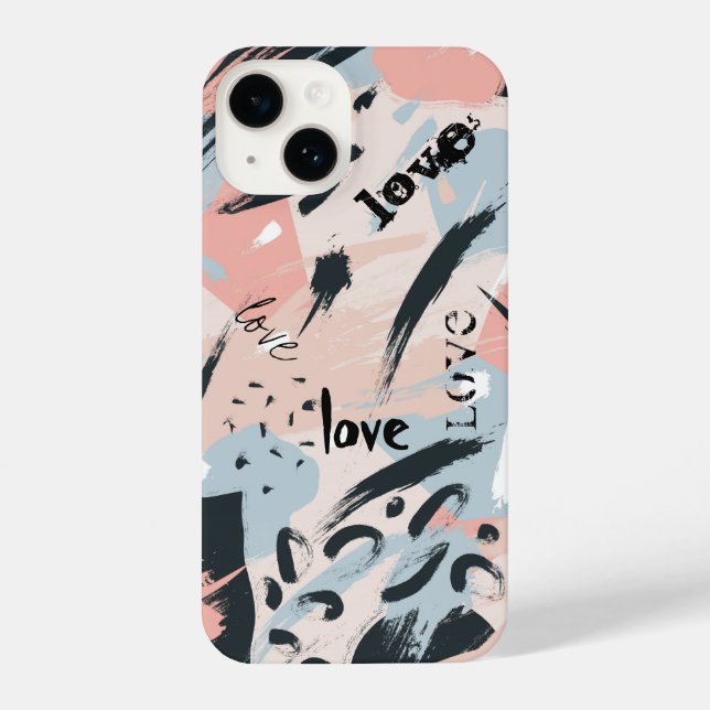 Blue Pink Black Pastel Abstraction iPhone Case (Back)