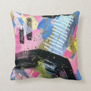 Blue Pink Black Sequin Glitter Throw Cushion