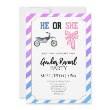 Blue Pink Bow Dirt Bike Gender Reveal Party
