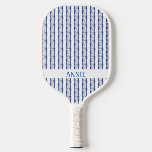 Blue Pink Bow Grandmillennial Pickleball Paddle (Front)