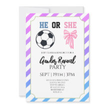 Blue Pink Bow Soccer Gender Reveal Party