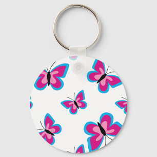 Blue Pink Butterfly Pattern Keychain