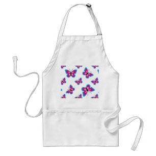 Blue Pink Butterfly Pattern Standard Apron