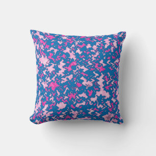 Blue Pink Camouflage Pattern Home Office Destiny Throw Pillow