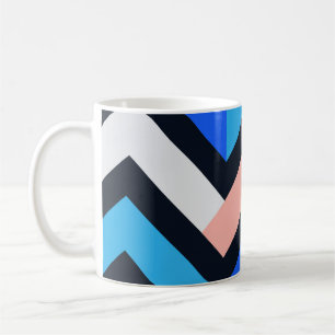 Blue Pink Chevron Geometric Pattern Coffee Mug