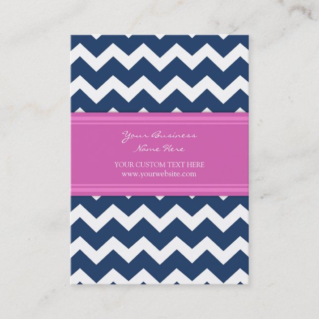 Blue Pink Chevron Retro Business Cards (Front)