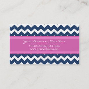 Blue Pink Chevron Retro Business Cards