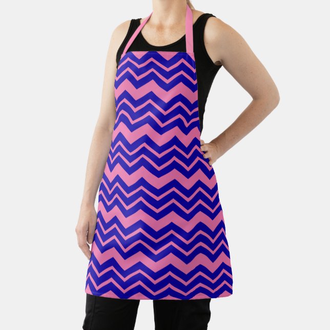 Blue Pink Chevron Zigzag Design  Apron (Insitu)