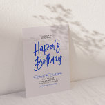 Blue & Pink Chic Lettering Script Birthday Party Invitation<br><div class="desc">Celebrate your special day with this simple stylish adult birthday party invitation. This design features a chic brush script "Your Name's Birthday" with a clean layout in blue & dusty light pink colour combo. More designs available at my shop BaraBomDesign.</div>