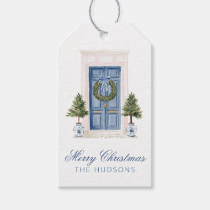 Blue & Pink Christmas Traditional Door Gift Tags