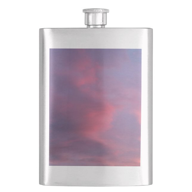 Blue Pink Clouds Hip Flask (Front)