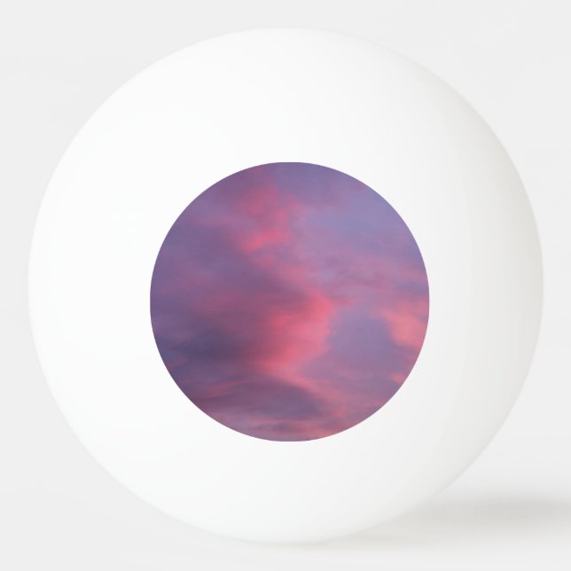 Blue Pink Clouds Ping Pong Ball (Front)