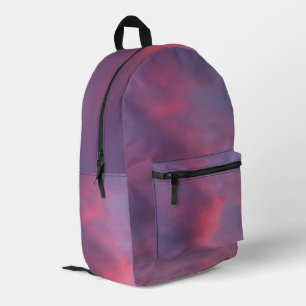 Blue Pink Clouds Printed Backpack