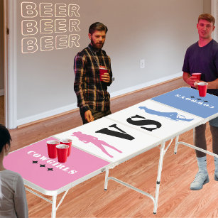 Blue & Pink Cowgirl Cowboy Boys vs Girls Beer Pong Table