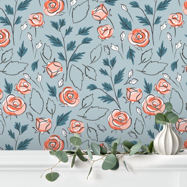 Blue Pink Cute Baby Girl Floral Wallpaper (Creator Uploaded)