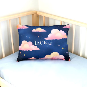 Blue Pink Cute Clouds Pattern Bath Mat Accent Pillow